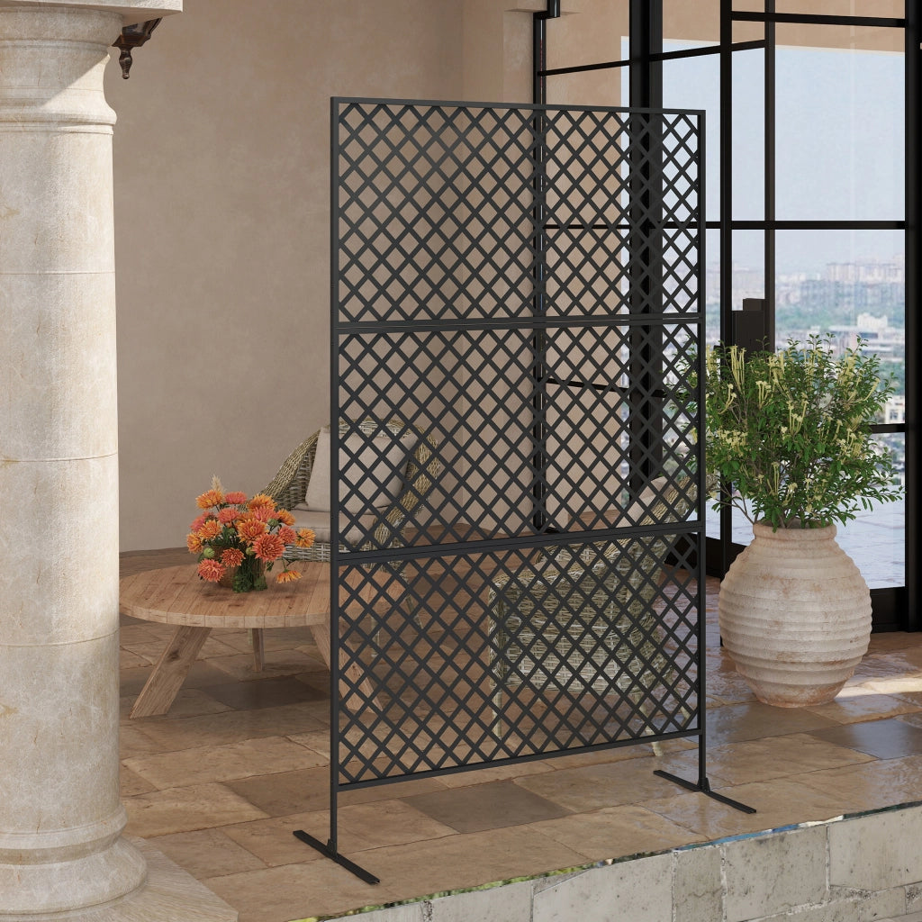 Pannello divisorio da giardino ¨C Xylo ¨C metallo nero per terrazza e patio