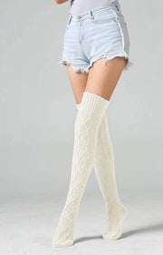 Stivali in lana per donne - Calze invernali extra lunghe - Calzettoni per gambe - 1 bianco - Unico taglia