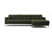 Cosmopolitan Design - Divano angolare destro "Bali" 5 posti in tessuto strutturato verde 