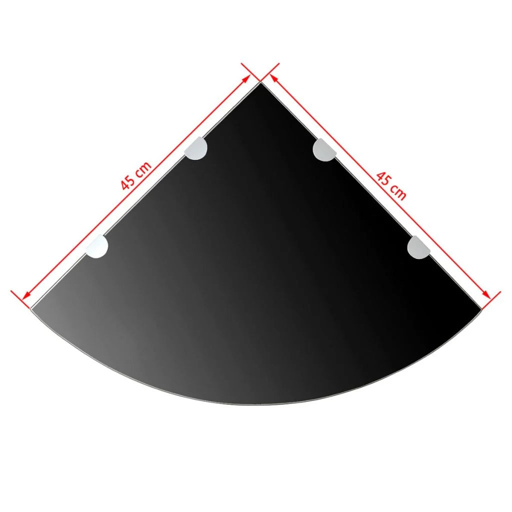 Mensola angolare con staffe cromate e vetro nero 45 x 45 cm 2702222/2