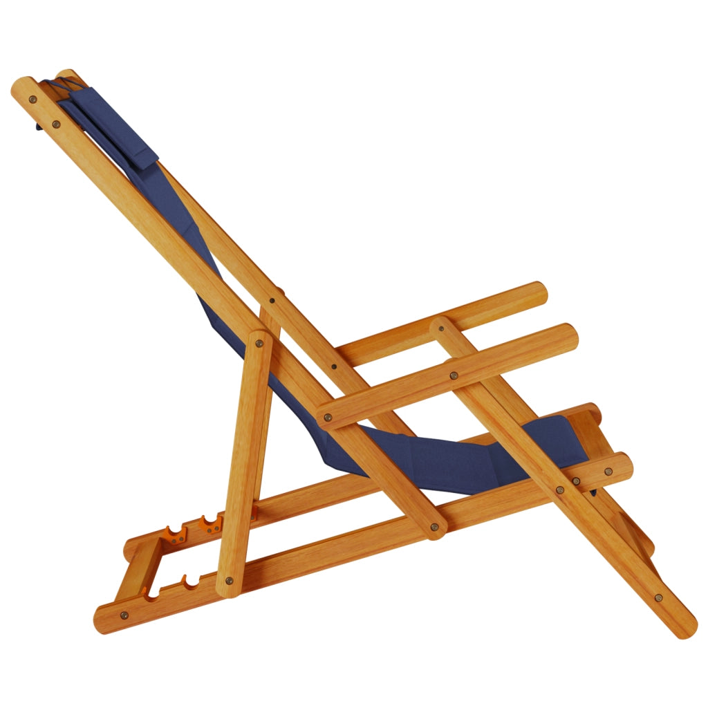 Sdraio Pieghevoli da Spiaggia  2 Pezzi Blu in Legno Massello di Acacia e Textilene
