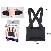 Trade Shop - Fascia Posturale Schiena Supporto Regolabile A Strappo Tutore Lombare Nero Tg.xl -