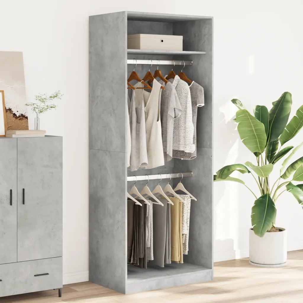 Armadio Grigio Cemento 80x50x200 cm in Legno Multistrato