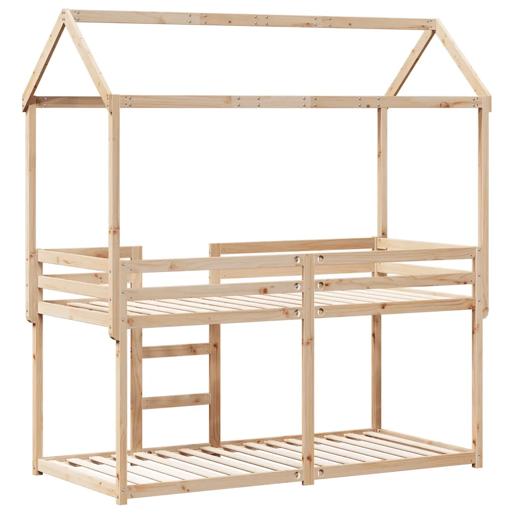Letto a Castello senza Materasso 90x200cm Massello Pino