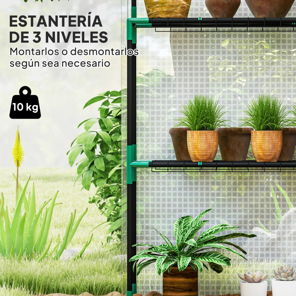 Serra da Giardino con 6 Ripiani e Porta a Rullo ¨C Zephmum ¨C 143x74x190 cm Bianco
