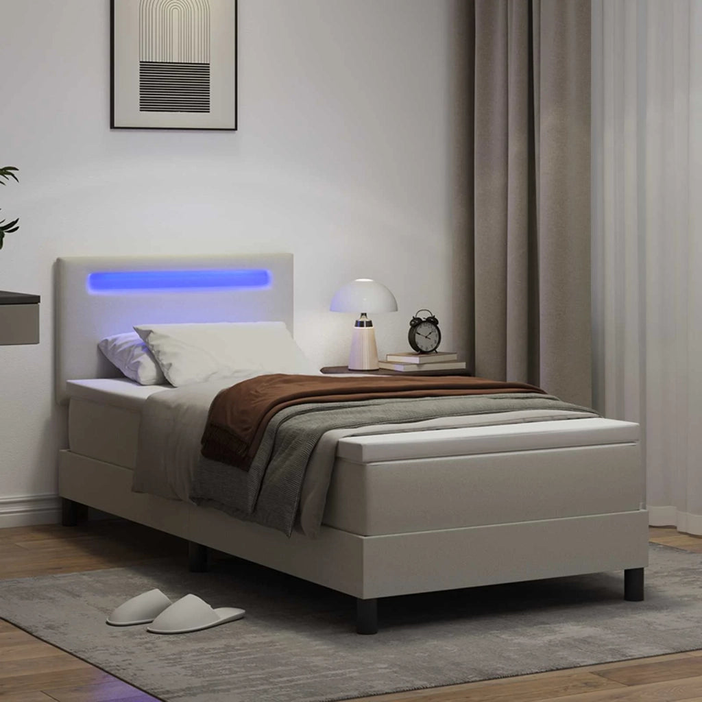 Letto a molle con materasso Bianco 90 x 200 cm Pelle sintetica 3339033