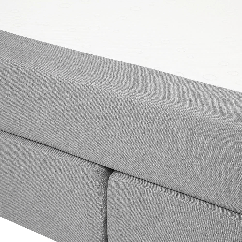 Letto Grigio 160 x 200 cm Tessuto Imbottito Struttura Con Materasso E Bottoni Poggiatesta Trapuntati