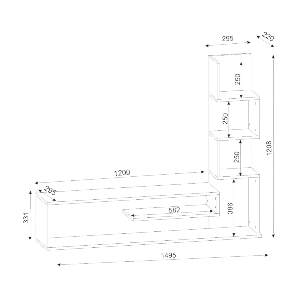 Armeno, Mobile Porta tv 5 Ripiani, 30x22x121h cm Bianco