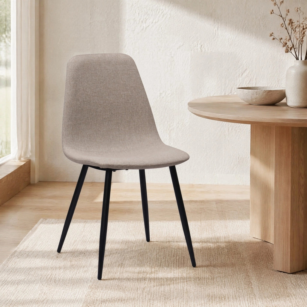 Sedia da Pranzo Set da 2 con Design Minimalista Nordico per Sala da Pranzo in Tessuto e Metallo Bianco