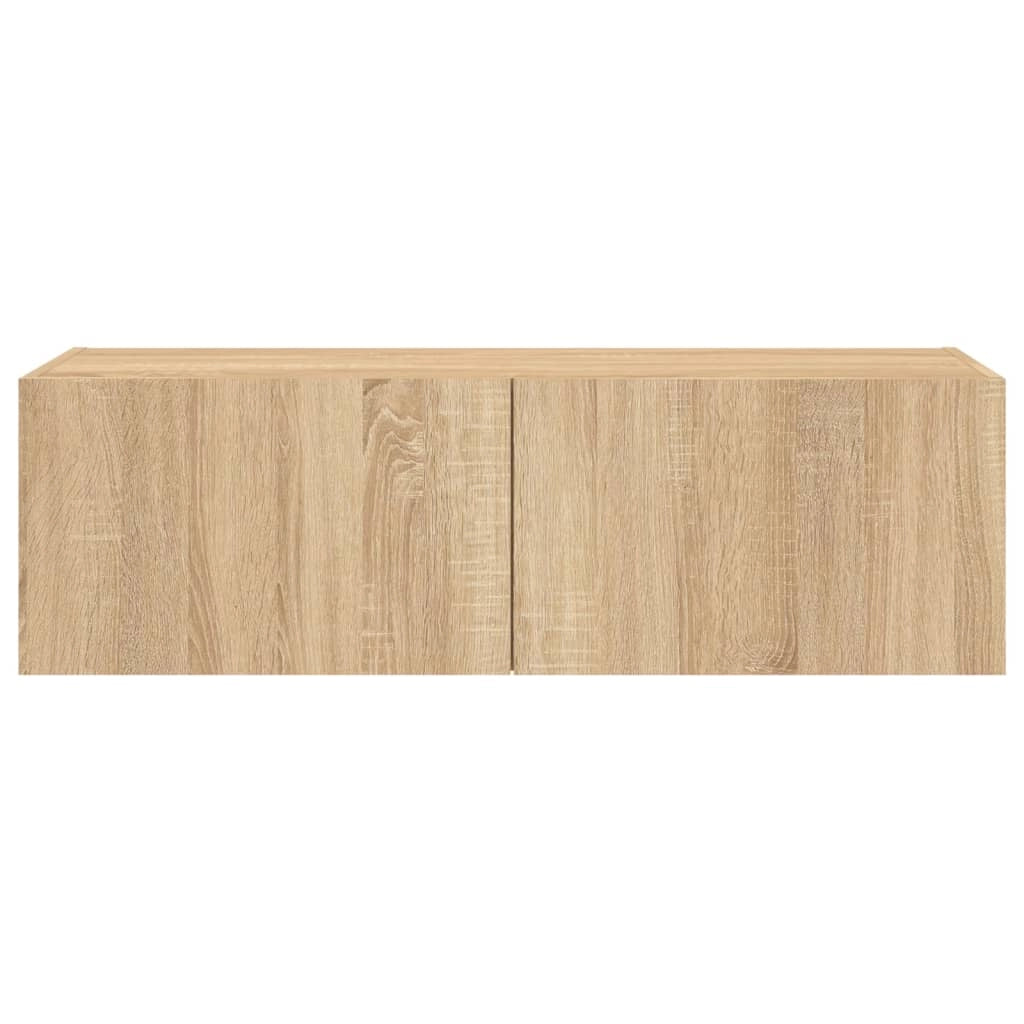 Mobile TV multimediale mensola TV credenza mobile TV sala da pranzo soggiorno parete attrezzata per camera da letto con luci LED rovere Sonoma 100 x 35 x 31 cm marrone 02_0028004