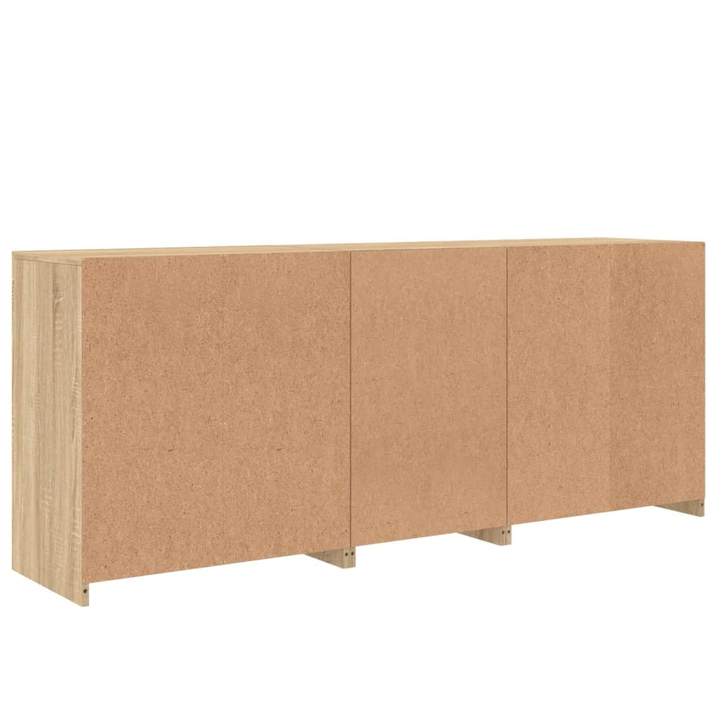 Buffet credenza cassettiera armadio mobile contenitore organizer per cucina soggiorno salotto con luci LED Sonoma 162 x 37 x 67 cm marrone 02_0029943