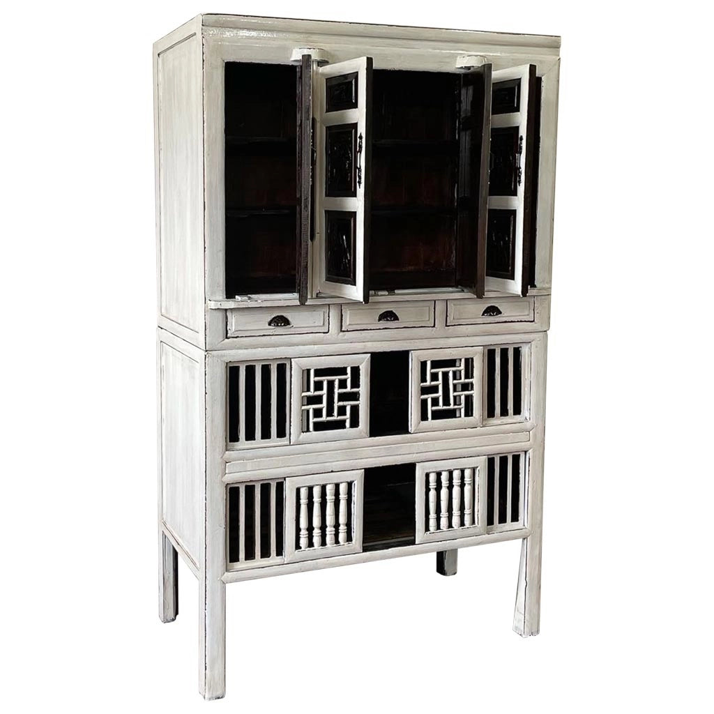 Mobile in legno bianco rifinito a mano 96x42x175