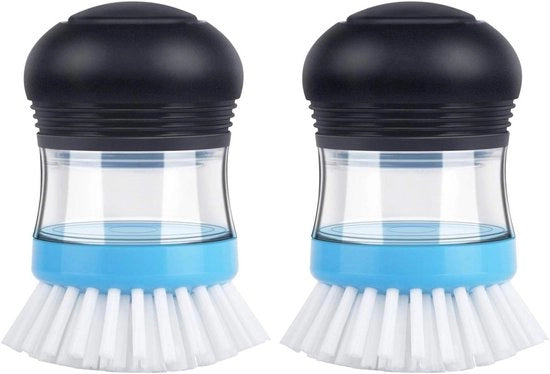 Borsetto per cucina per pulire padella da 2 pezzi blu marino/blu con pennello per spalmare sapone