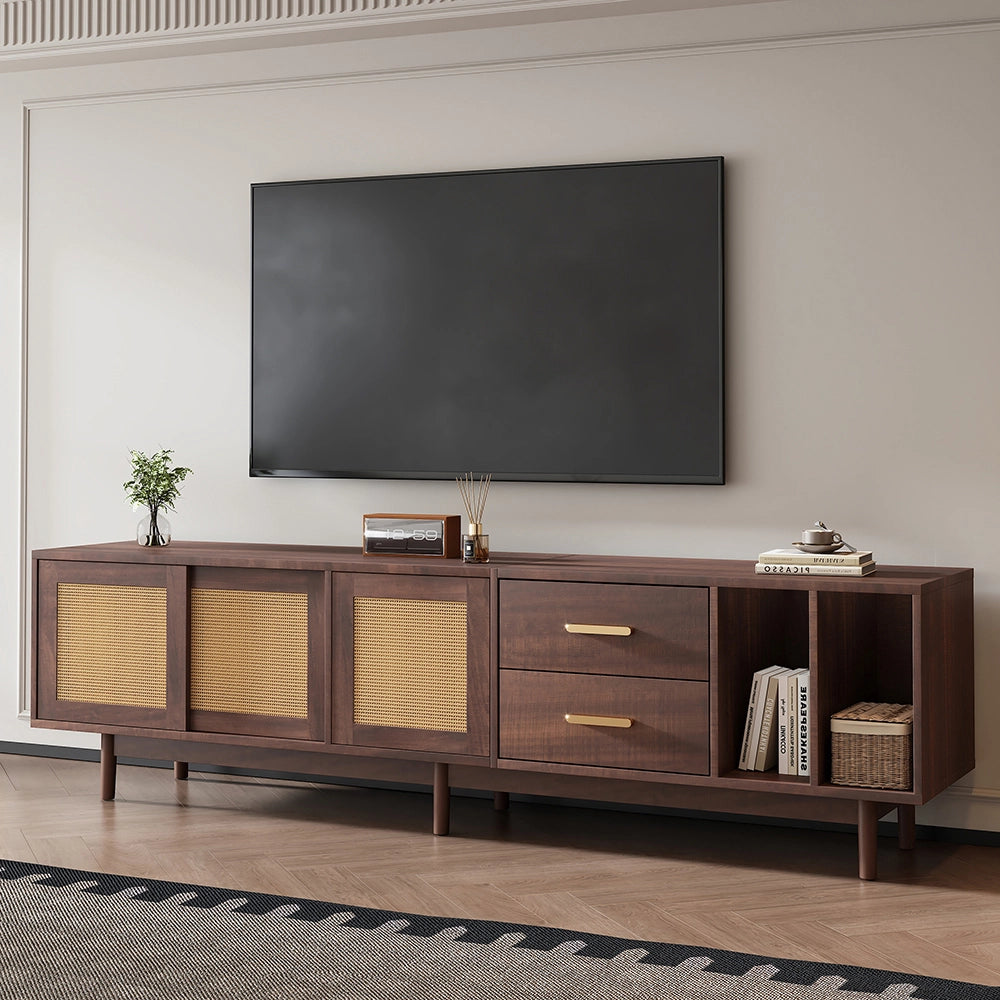 Mobile TV rattan - Xylo - 190x40x52cm 6 piedi per 75"