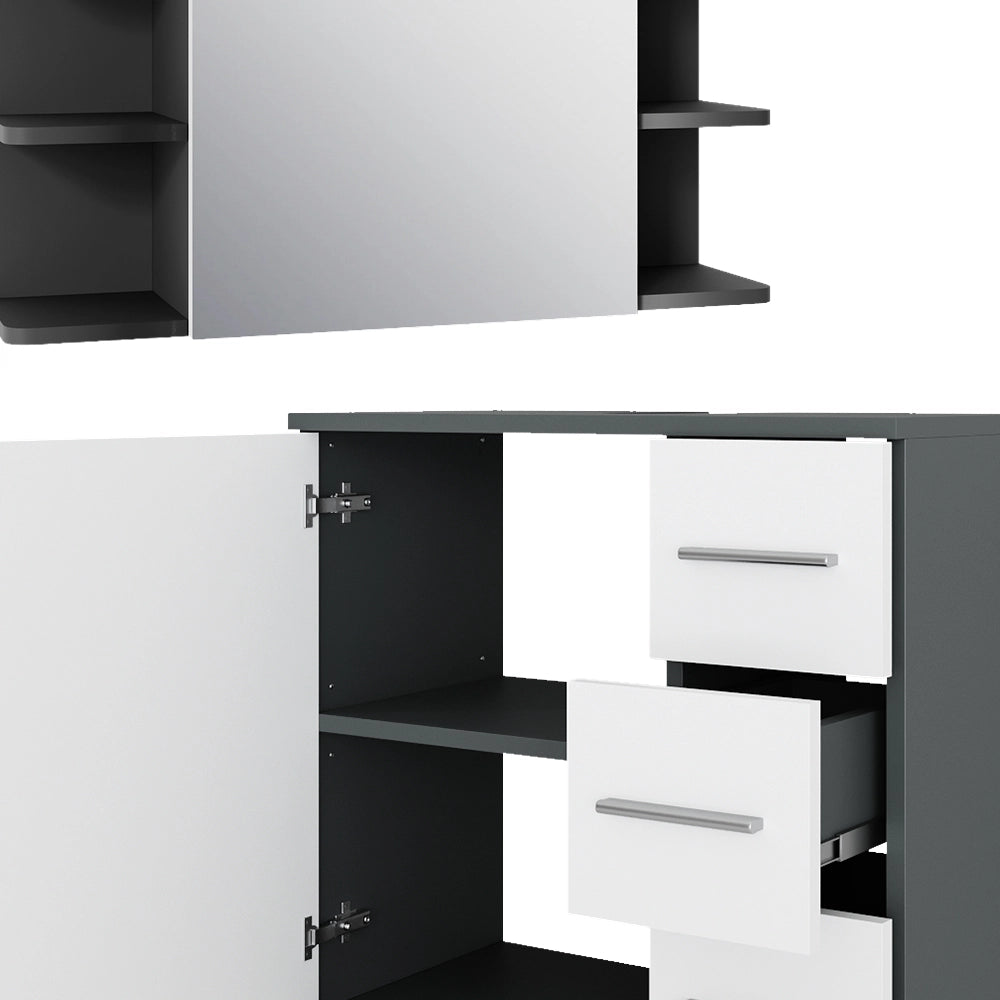 Vicco Set di mobili da bagno Antracite/bianco 4 parti