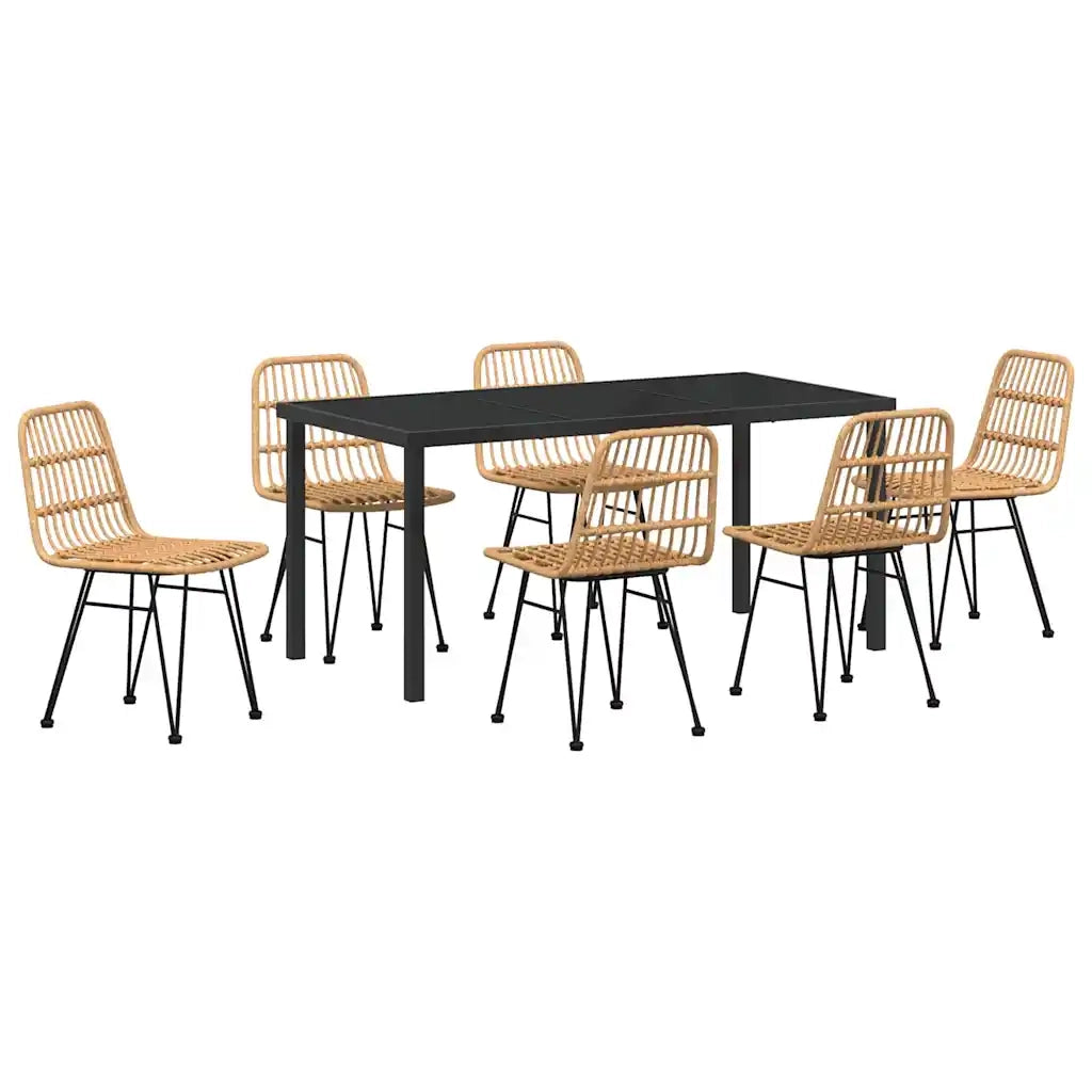 Set da Pranzo per Giardino 7 pcs Marrone 3379195