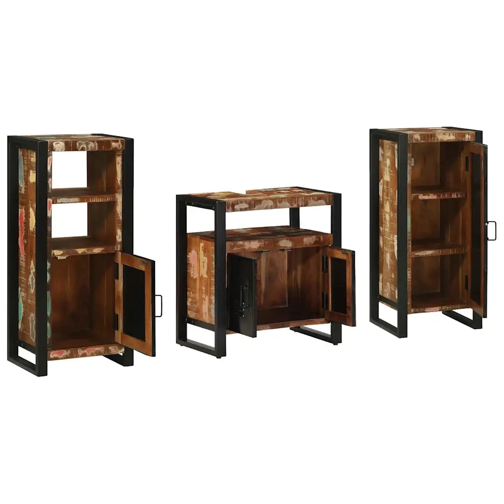 vidaXL Set di mobili per il bagno 3 pcs Legno massello riciclato