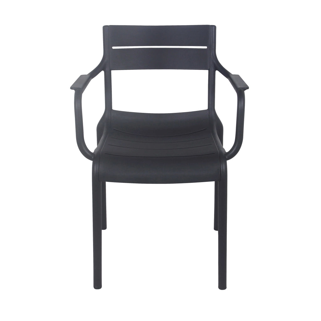 Oviala - Set di 4 poltrone da giardino in plastica nera