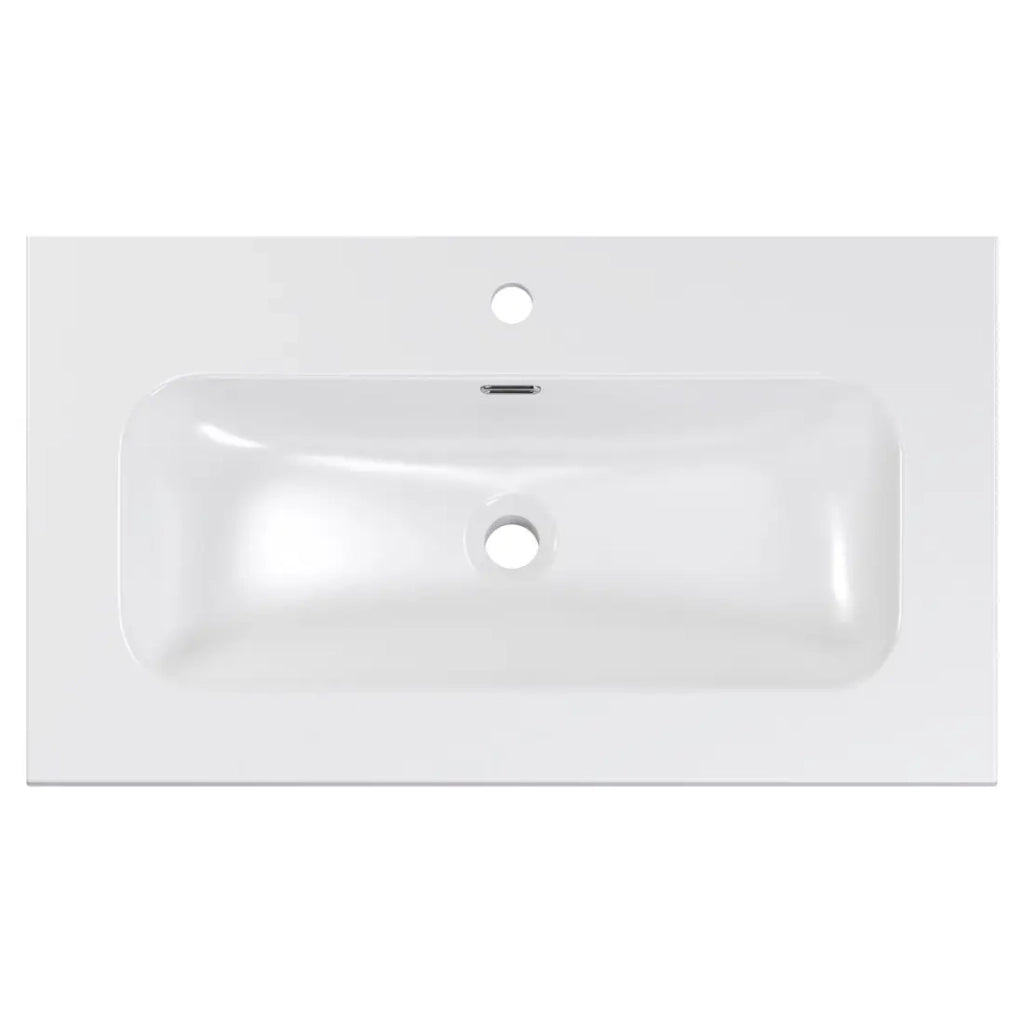 Lavabo incasso LARGO 80 cm ceramica bianco lucido design rettangolare