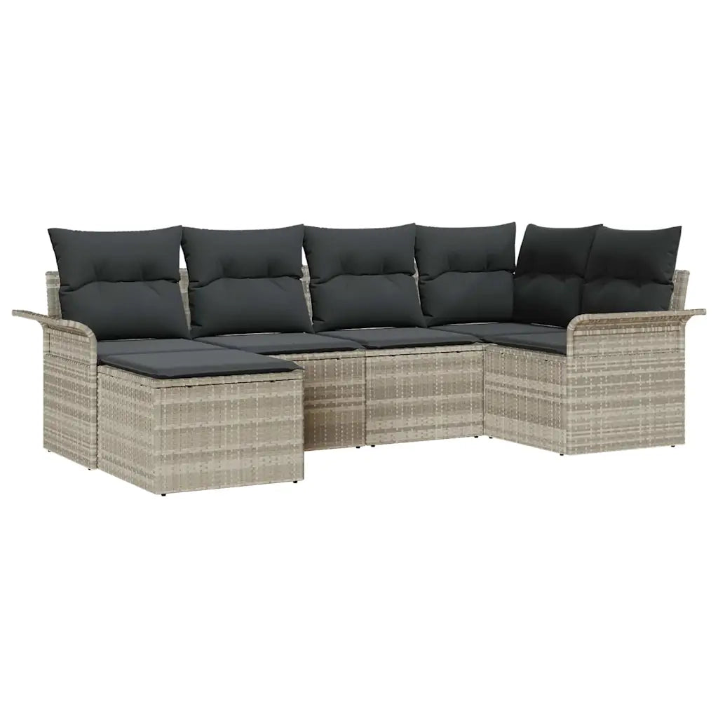 Set Divano da Giardino 6 pcs Grigio chiaro polyrattan 3354101