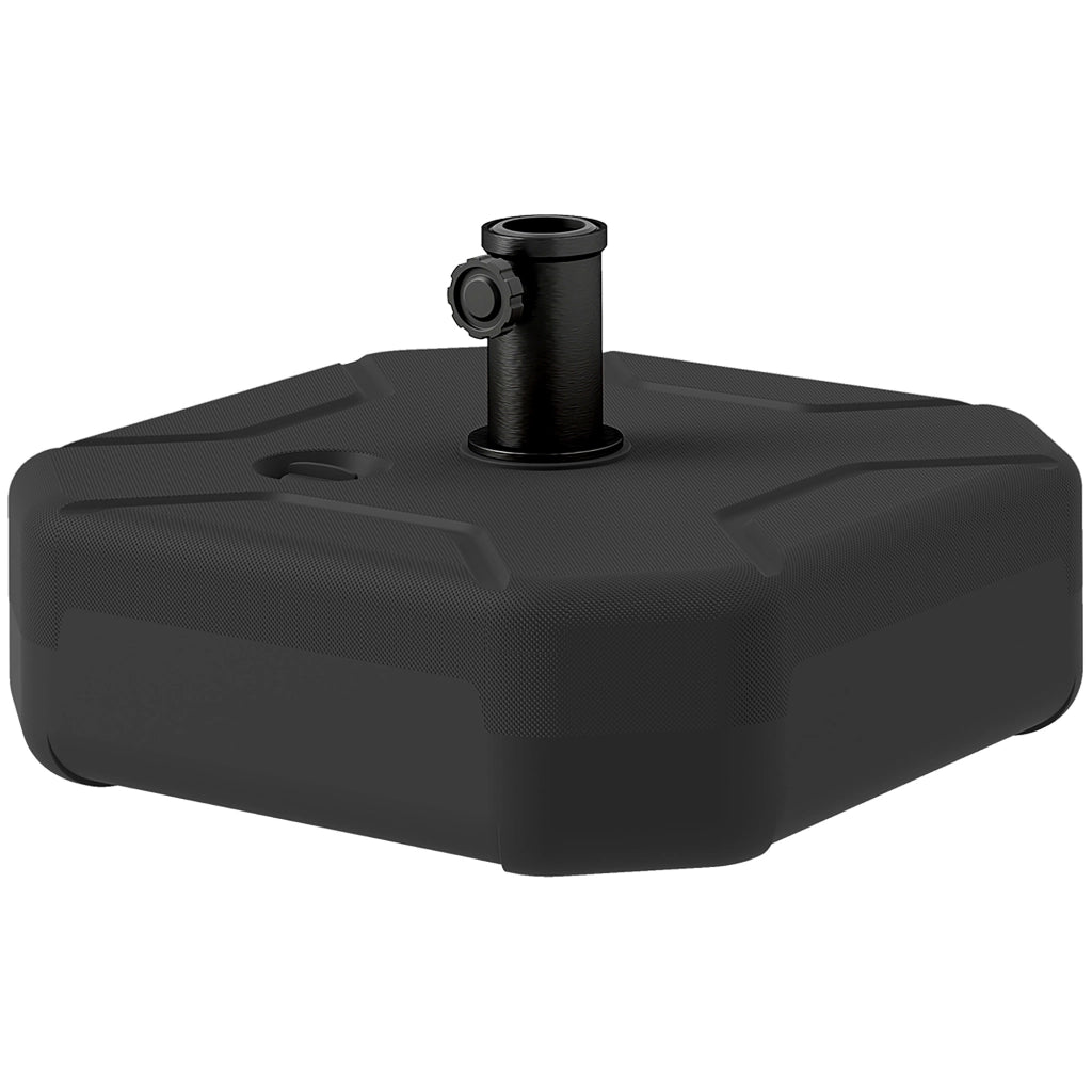 Base per Ombrellone Quadrata Riempibile con Sabbia o Acqua fino a 25kg, Nero
