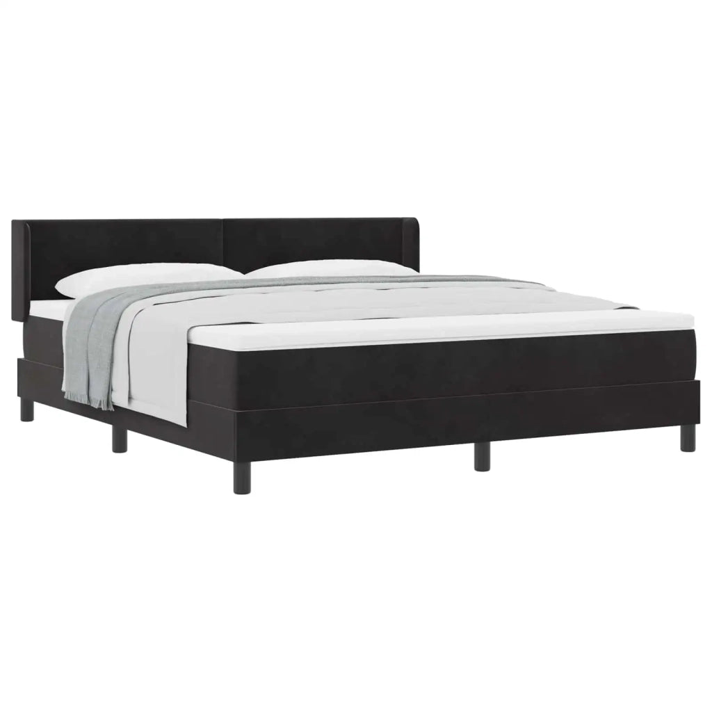Letto a molle con testiera Nero 200 x 180 cm Velluto 3341482