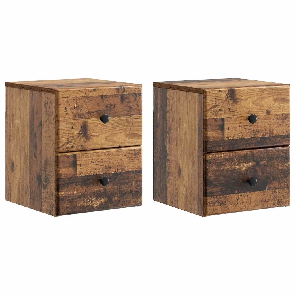 Mobiletto da notte a muro 2 pcs Legno antico 34,5 x 33 x 40 cm 899162