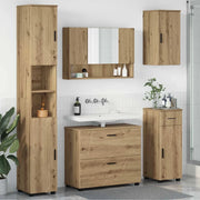 Set di mobili per il bagno con porta 5 pcs Rovere artigianale 3393082