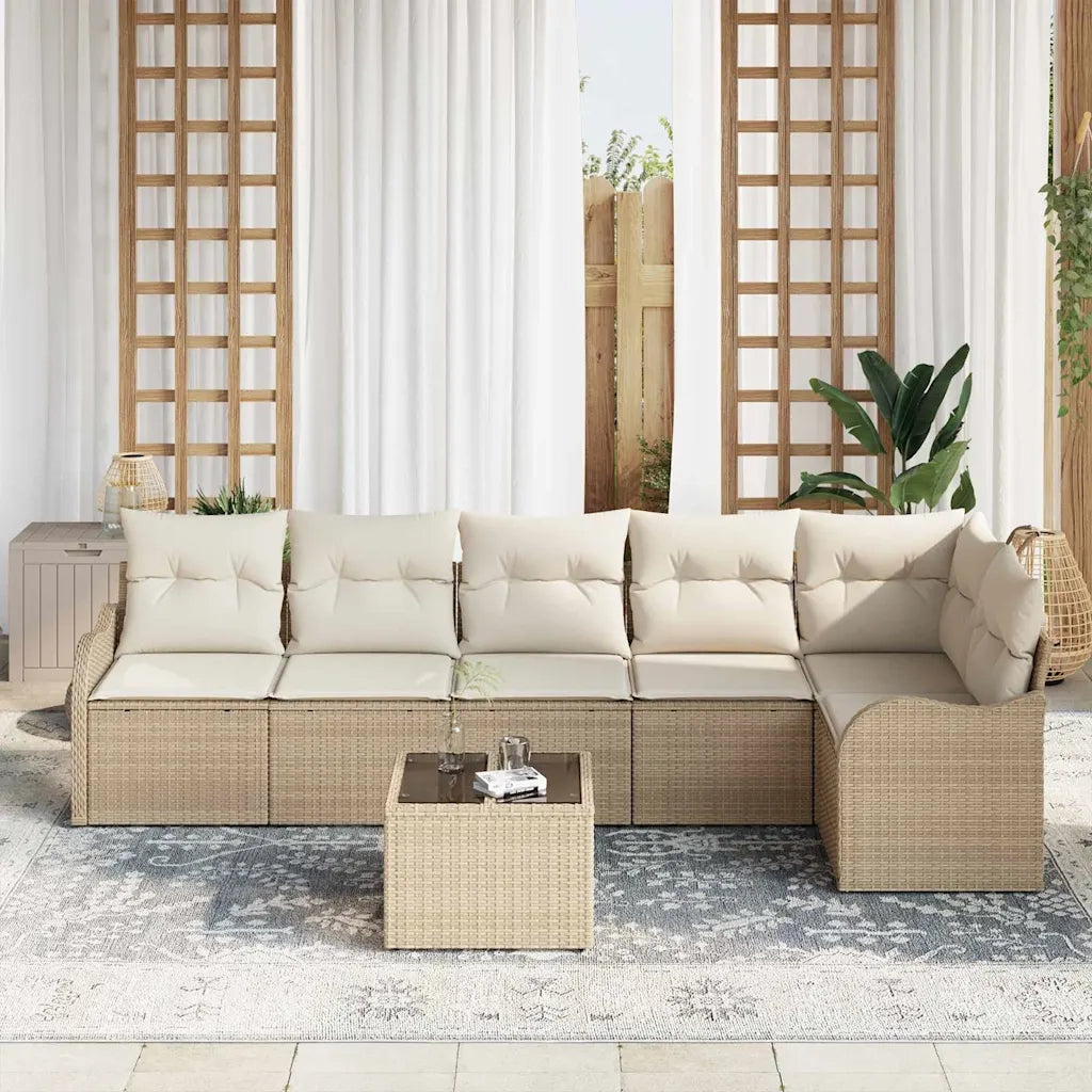 Set Divano da Giardino con cuscino 7 pcs Marrone Poly Rattan 3354400