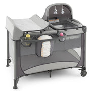 Culla da viaggio pieghevole per neonati con fasciatoio, Lettino a ruote multifunzionale 5 in 1 portata 15kg Grigio-Culle