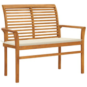 Panca da giardino mobili da giardino per esterni terrazza con cuscino color crema 112 cm in legno massello di teak 02_0011500