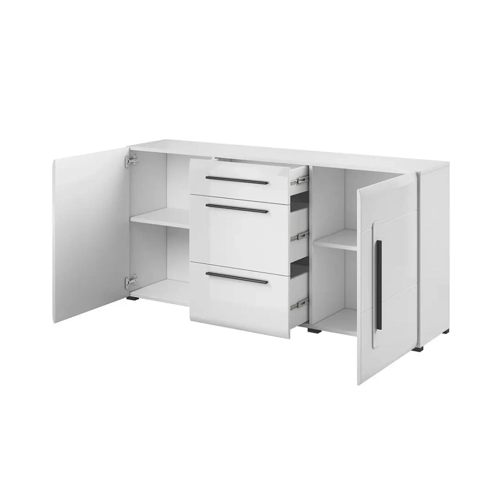 Credenza design 180 cm collezione BREDA - 2 porte e 3 cassetti, colore bianco