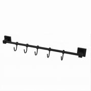 Trade Shop - Porta Asciugamani Maniglia Con 5 Ganci Moderno Fissaggio A Parete Bagno Nero 79993 -