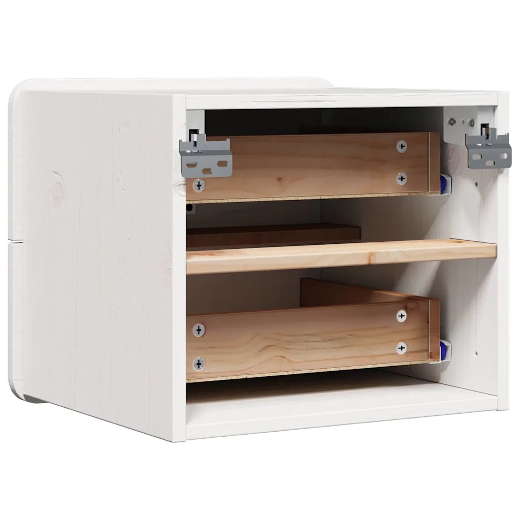 Comodino Bianco 39 x 34 x 33 cm Legno di pino massello 873507