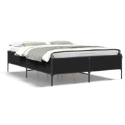 Letto matrimoniale | Letto per adulti | Giroletto Nero 160x200 cm in Legno Multistrato e Metallo