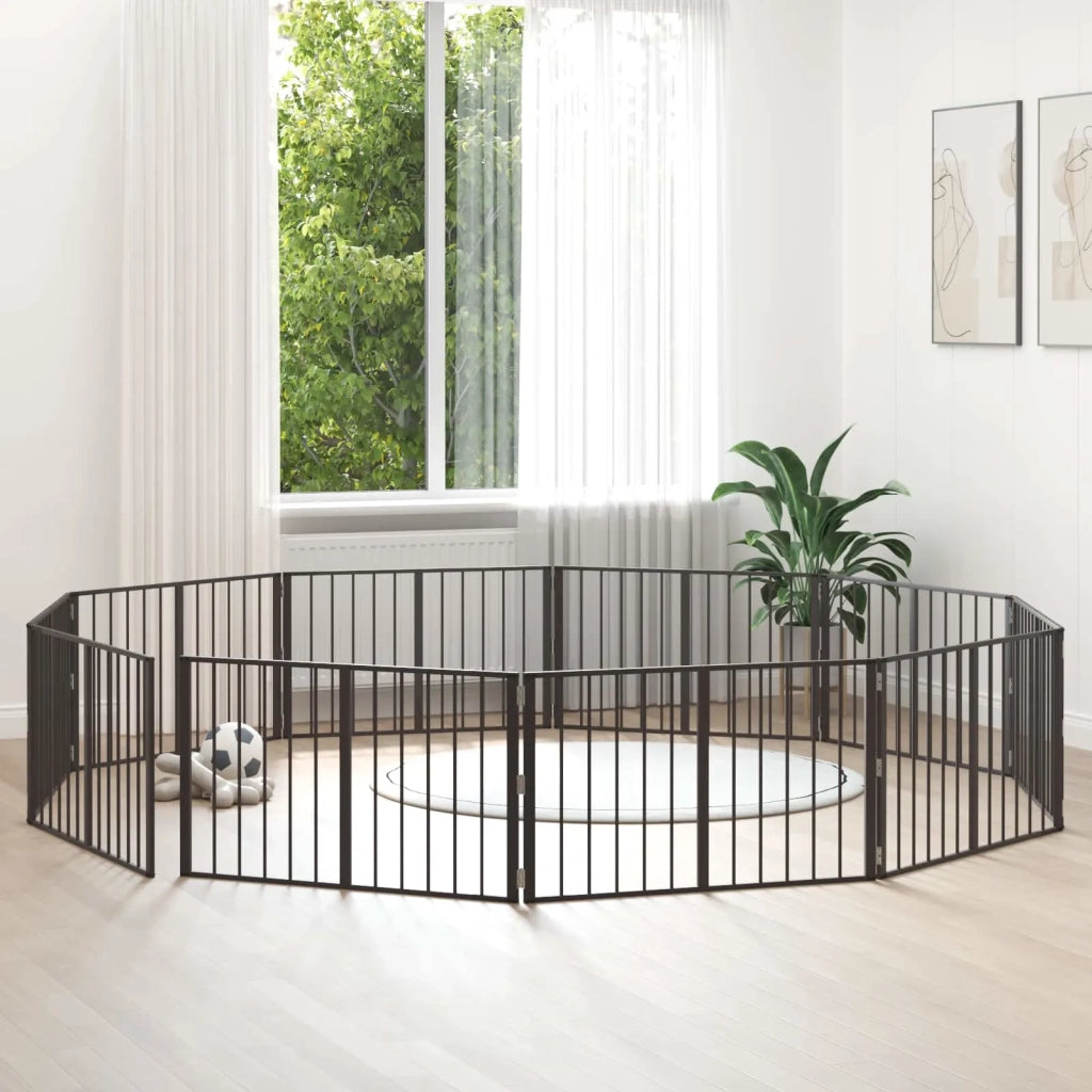 Cancello per cani 10 pcs Nero 100 x 60 cm Acciaio zincato
