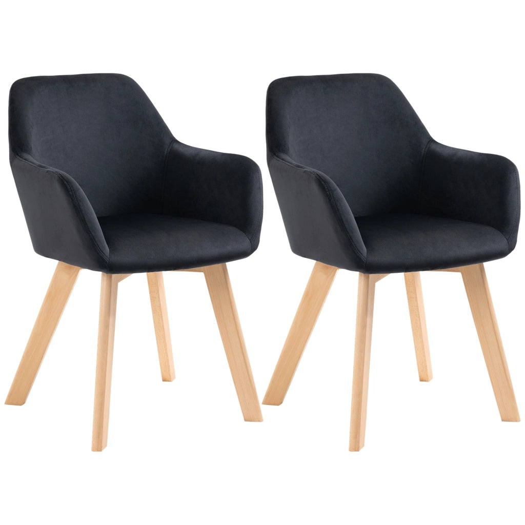 Set di 2 Sedie da Pranzo ¨C Zephmum ¨C Velluto Grigio Scuro, Struttura in Legno Hevea, 54x57x80 cm