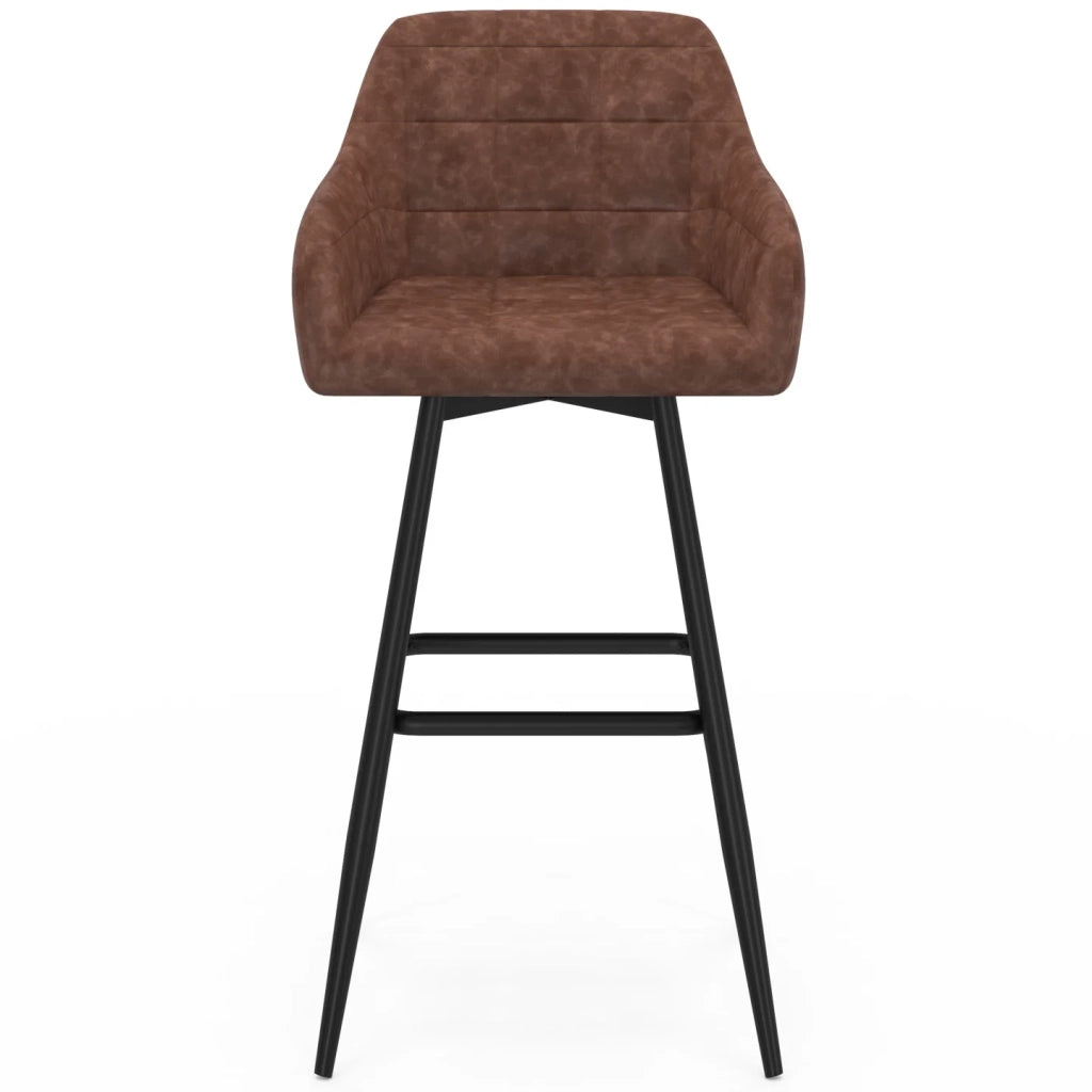 IDMarket - Set di 4 sgabelli da bar MADY con braccioli vintage marroni