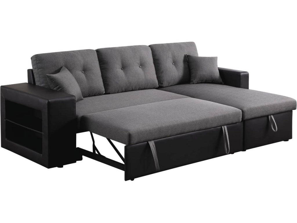 Divano ad angolo trasformabile / reversibile "Axel" - 3 posti - Nero / Grigio