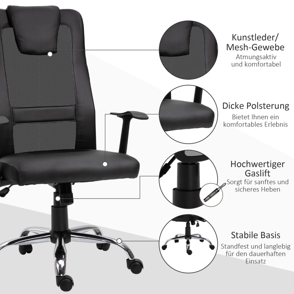 Sedia da ufficio ergonomica nera con funzione oscillante