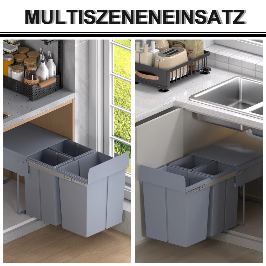 Sistema di raccolta differenziata con 3 contenitori ¨C zephmum ¨C Grigio