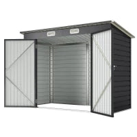 Capanno Porta Attrezzi con Chiavistello, in Acciaio Zincato, 249x121x183 cm, Grigio