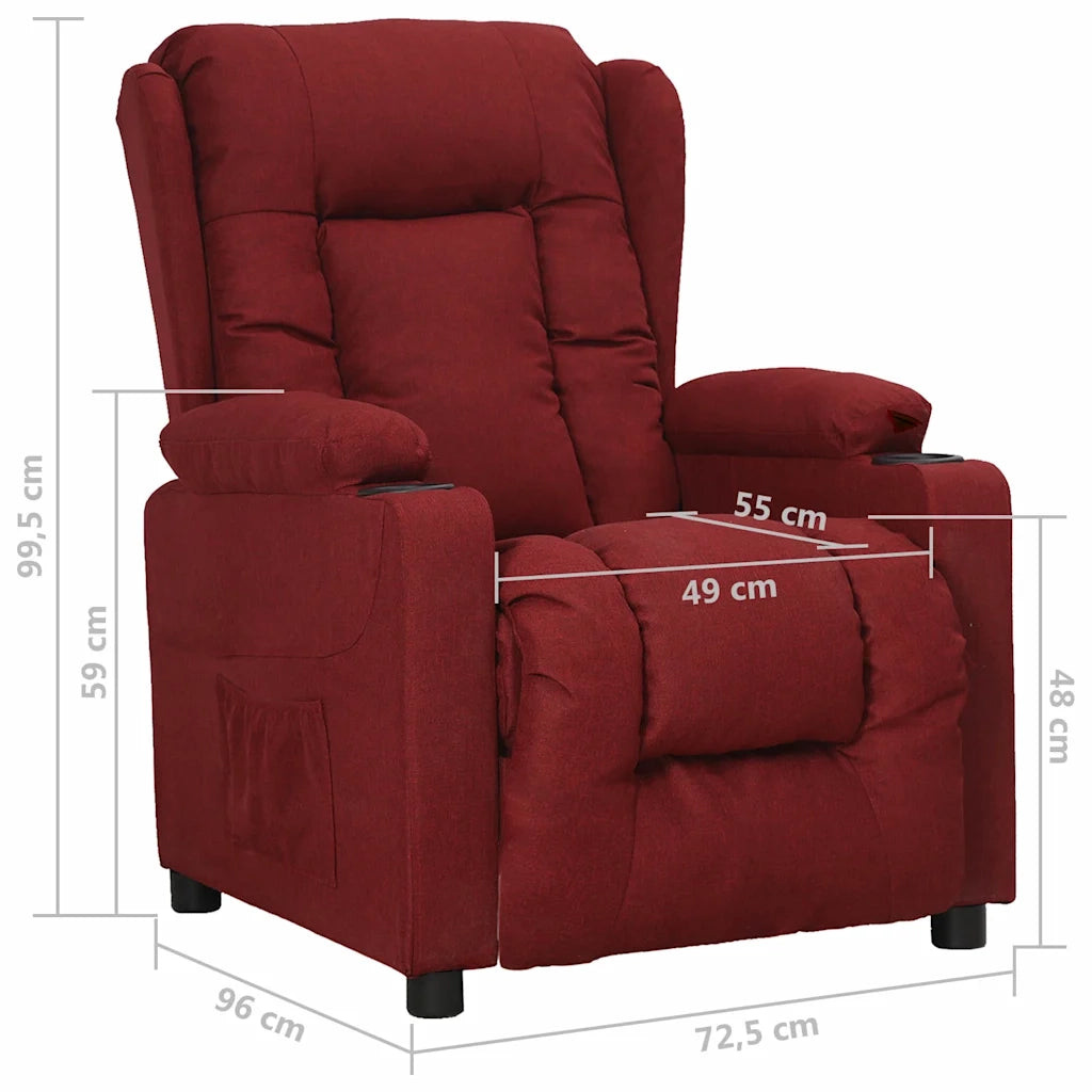 Divano Sedia-Poltrona Reclinabile in Tessuto Rosso Vino 349756