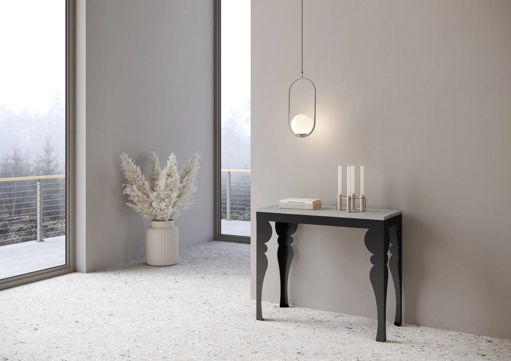 Consolle allungabile 90x40/300 cm Paxor Evolution Cemento telaio Antracite