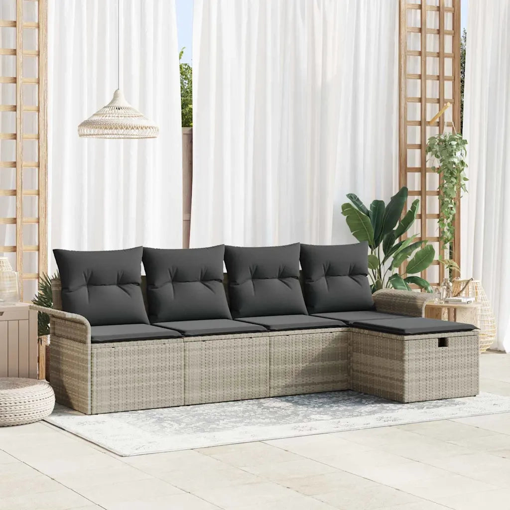 Set Divano da Giardino 5 pcs Grigio chiaro polyrattan 3358861