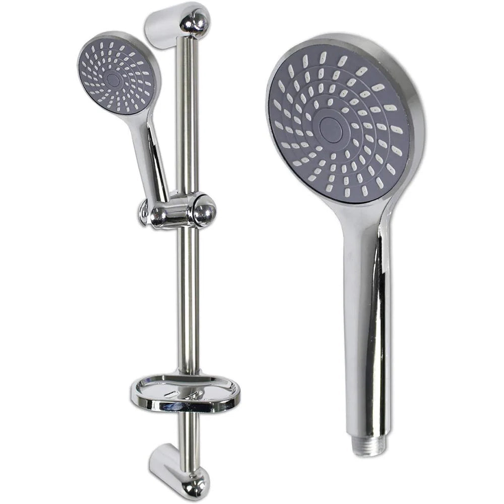 Saliscendi Doccia Cromato 60 cm con Soffione Multigetto e Portasapone 69133