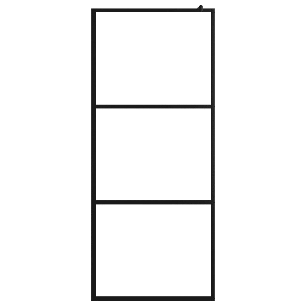 Parete Doccia Walk-in in Vetro Trasparente ESG Nera 80x195 cm 149148