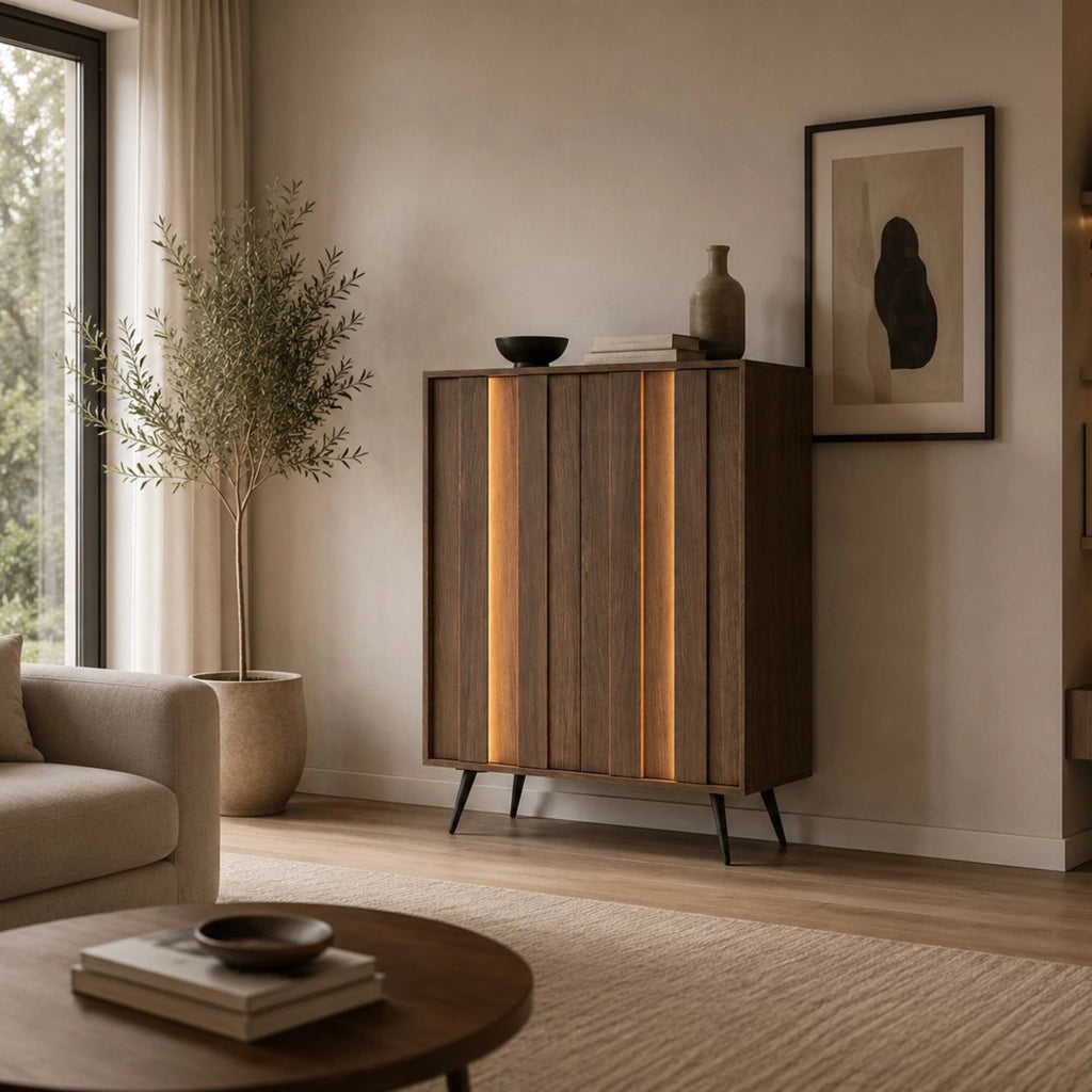 Madia Hafano, Credenza 2 Ripiani, 94x40x126h cm Marrone Noce