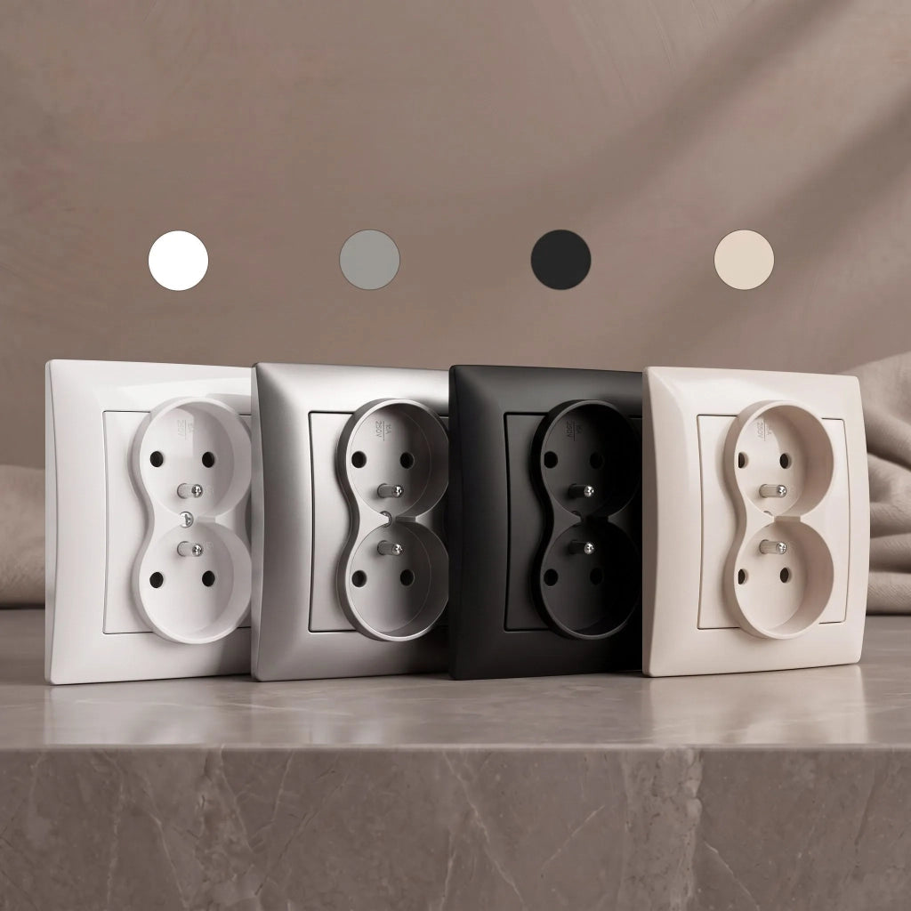 Presa Doppia Con Messa A Terra Oste Jnh002-g Grey