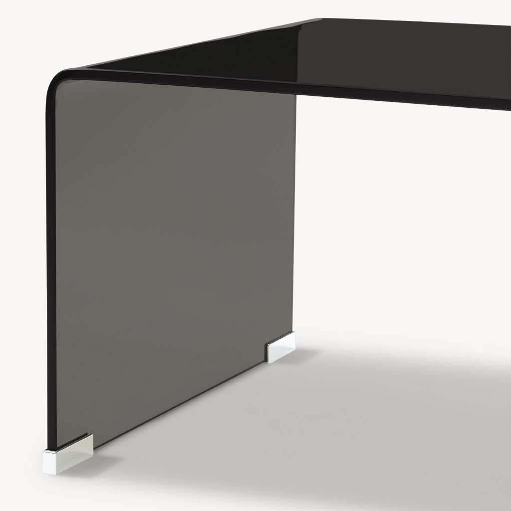 Tavolino da Caffè Väsas in Vetro 90 x 45 x 35 cm - Grigio Scuro [en.casa]